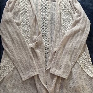 Maurices Cream Lace Knit Cardigan